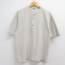 XL★古着 エディーバウアー 半袖 ビンテージ Tシャツ メンズ 00年代 00s 無地 鹿の子 コットン ヘンリーネック ベージュ【spe】 26may16