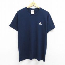 アディダス 00s 半袖Tシャツ ワンポイントロゴ ネイビー L | 古着