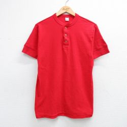 90s 半袖ヘンリーネックTシャツ レッド L | 古着