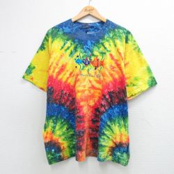 00s 半袖Tシャツ 魚刺繍 タイダイ イエロー XL | 古着