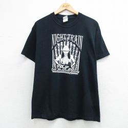 L★古着 半袖 ビンテージ Tシャツ メンズ 00年代 00s NIGHT TRAIN コットン クルーネック ブラック 26may16