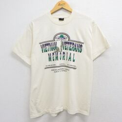 フルーツオブザルーム 90s 半袖Tシャツ VIETNAM VETERANS ベージュ L | 古着