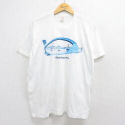 80s 半袖Tシャツ Biloxi BeachMARKフロッキープリント ホワイト XL | 古着