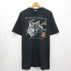 00s 半袖Tシャツ DUCKS UNLIMITEDオオカミ ブラック XL | 古着