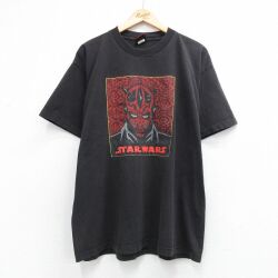 XL★古着 半袖 ビンテージ Tシャツ メンズ 00年代 00s 映画 スターウォーズ ダースモール 大きいサイズ コットン クルーネック ブラック【spe】 26jun03