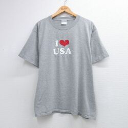 All Sport 90s 半袖Tシャツ アイラブUSA ラメ グレー メンズXL相当 | 古着
