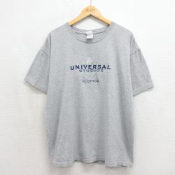 00s 半袖Tシャツ ユニバーサルスタジオ刺繍 グレー メンズXL相当 | 古着
