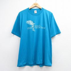 ジャージーズ 80s 半袖Tシャツ Harwich ライトブルー メンズXL相当 | 古着