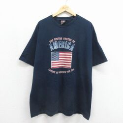 90s 半袖Tシャツ 星条旗 ネイビー メンズXL相当 | 古着