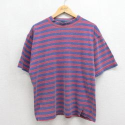 00s 半袖Tシャツ ボーダー ブルー メンズXL相当 | 古着