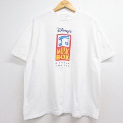 ヘインズ 90s 半袖Tシャツ ディズニー MUSIC BOX SPOT LIGHT ホワイト メンズXL相当 | 古着