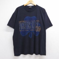 スターター 90s 半袖Tシャツ ノートルダムファイティングアイリッシュ ネイビー メンズXL相当 | 古着