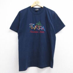 00s 半袖Tシャツ フロリダ刺繍 ネイビー メンズL相当 | 古着