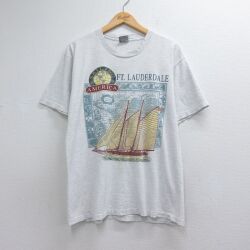 90s 半袖Tシャツ 船LAUDERDALE 霜降りグレー メンズL相当 | 古着