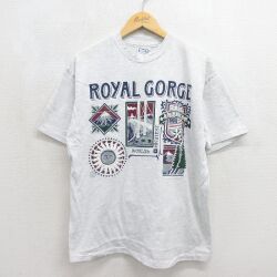 ヘインズ 90s 半袖Tシャツ ロイヤルジョージ グレー メンズL相当 | 古着