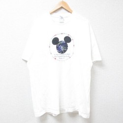 【50%OFF】XL★古着 半袖 ビンテージ Tシャツ メンズ 00年代 00s ディズニー DISNEY ミッキー MICKEY MOUSE コットン クルーネック 白 ホワイト 24jul25 中古
