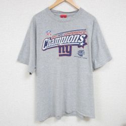 XL★古着 半袖 ビンテージ Tシャツ メンズ 00年代 00s NFL ニューヨークジャイアンツ 大きいサイズ クルーネック グレー 霜降り アメフト スーパーボウル 24jul31 中古
