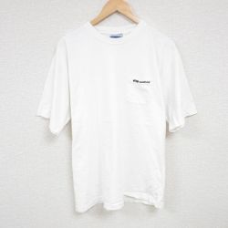 L★古着 リーボック REEBOK 半袖 ビンテージ Tシャツ メンズ 00年代 00s ワンポイントロゴ 胸ポケット付き コットン クルーネック 白 ホワイト 24jul31 中古