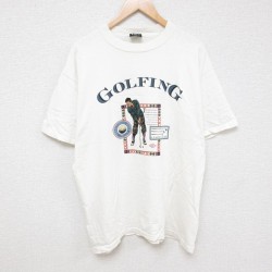 【50%OFF】XL★古着 SDI 半袖 ビンテージ Tシャツ メンズ 90年代 90s ゴルフ コットン クルーネック USA製 白 ホワイト 24aug01 中古