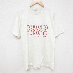 L★古着 半袖 ビンテージ Tシャツ メンズ 90年代 90s カナダ トロント クルーネック 薄グレー 霜降り 24aug01 中古