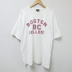 XL★古着 半袖 ビンテージ Tシャツ メンズ 00年代 00s ボストン カレッジ 大きいサイズ コットン クルーネック 白 ホワイト 25apr23 中古