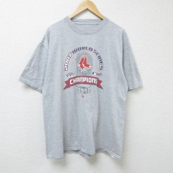 【50%OFF】XL★古着 マジェスティック 半袖 ビンテージ Tシャツ メンズ 00年代 00s MLB ボストンレッドソックス ワールドシリーズ クルーネック グレー 霜降り メジャーリーグ ベースボール 野球 25apr23 中古