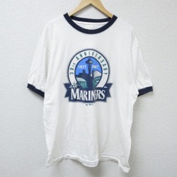 XL★古着 マジェスティック 半袖 ビンテージ Tシャツ メンズ 00年代 00s MLB マイアミマーリンズ クルーネック 白 ホワイト リンガー メジャーリーグ ベースボール 野球 25apr23 中古