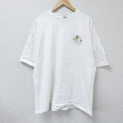 XL★古着 半袖 ビンテージ Tシャツ メンズ 90年代 90s 鳥 フットボール 大きいサイズ クルーネック USA製 白 ホワイト 25apr23 中古