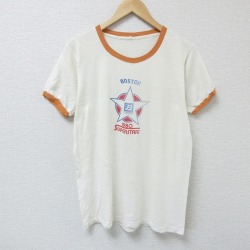M★古着 半袖 ビンテージ Tシャツ メンズ 80年代 80s ボストン クルーネック 白 ホワイト リンガー 25apr23 中古