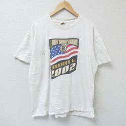 XL★古着 フルーツオブザルーム 半袖 ビンテージ Tシャツ メンズ 00年代 00s NHL ボストンブルーインズ サイン入り 大きいサイズ コットン クルーネック 白 ホワイト アイスホッケー 25apr23 中古