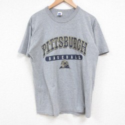 【50%OFF】M★古着 ラッセル 半袖 ビンテージ Tシャツ メンズ 00年代 00s ピッツバーグ クルーネック グレー 霜降り 25may24 中古