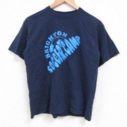 【50%OFF】M★古着 半袖 ビンテージ Tシャツ メンズ 00年代 00s サッカー キャンプ コットン クルーネック 紺 ネイビー 25may26 中古
