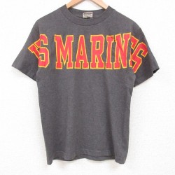 M★古着 半袖 ビンテージ Tシャツ メンズ 00年代 00s ミリタリー USマリーンズ クルーネック 濃グレー 霜降り 25may26 中古