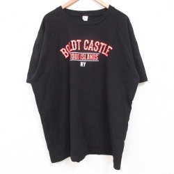 XL★古着 半袖 ビンテージ Tシャツ メンズ 90年代 90s ボルト城 大きいサイズ コットン クルーネック USA製 黒 ブラック 25may26 中古