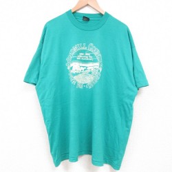 XL★古着 フルーツオブザルーム 半袖 ビンテージ Tシャツ メンズ 90年代 90s 畑 ダンディ 大きいサイズ クルーネック USA製 青緑 25may26 中古
