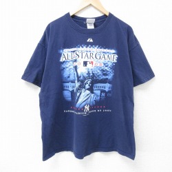 XL★古着 マジェスティック 半袖 ビンテージ Tシャツ メンズ 00年代 00s MLB オールスター 大きいサイズ コットン クルーネック 紺 ネイビー メジャーリーグ ベースボール 野球 25jun07 中古
