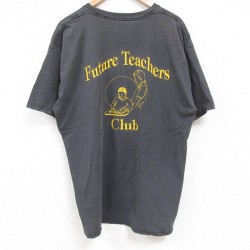 XL★古着 半袖 ビンテージ Tシャツ メンズ 00年代 00s 先生 コットン クルーネック 黒 ブラック 25jun06 中古