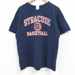 【50%OFF】L★古着 半袖 ビンテージ Tシャツ メンズ 00年代 00s バスケットボール コットン クルーネック 紺 ネイビー 25jun06 中古