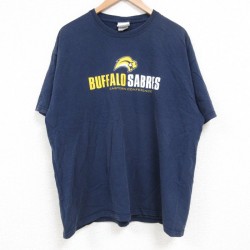 XL★古着 半袖 ビンテージ Tシャツ メンズ 00年代 00s NHL バッファローセイバーズ コットン クルーネック 紺 ネイビー アイスホッケー 25jun06 中古