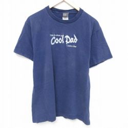 L★古着 半袖 ビンテージ Tシャツ メンズ 00年代 00s cool コットン クルーネック 紺 ネイビー 25may27 中古
