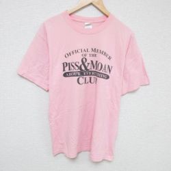【50%OFF】L★古着 半袖 ビンテージ Tシャツ メンズ 00年代 00s クラブ コットン クルーネック ピンク 25may27 中古