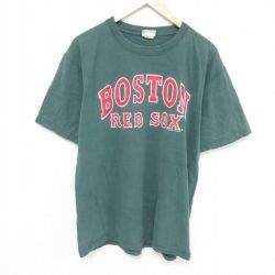 【50%OFF】XL★古着 リー Lee 半袖 ビンテージ Tシャツ メンズ 00年代 00s MLB ボストンレッドソックス コットン クルーネック 濃緑 グリーン メジャーリーグ ベースボール 野球 25may27 中古