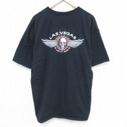 XL★古着 半袖 ビンテージ Tシャツ メンズ 00年代 00s ラスベガス 大きいサイズ コットン クルーネック 黒 ブラック 25jun10 中古