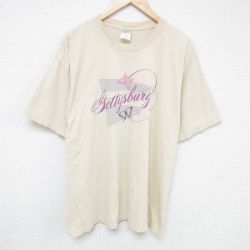 XL★古着 半袖 ビンテージ Tシャツ メンズ 00年代 00s チョウ 大きいサイズ コットン クルーネック ベージュ カーキ 25jun10 中古