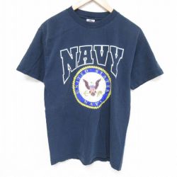 【20%OFF】M★古着 半袖 ビンテージ Tシャツ メンズ 00年代 00s ミリタリー USネイビー コットン クルーネック 紺 ネイビー 25jun10 中古