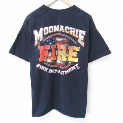 XL★古着 半袖 ビンテージ Tシャツ メンズ 00年代 00s 消防署 クルーネック 黒 ブラック 25jun10 中古