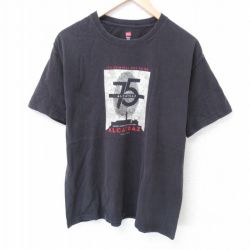 L★古着 ヘインズ Hanes 半袖 ビンテージ Tシャツ メンズ 00年代 00s アルカトラズ コットン クルーネック 黒 ブラック 25jun10 中古