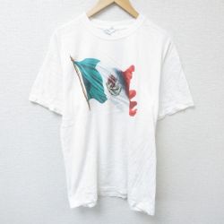 【20%OFF】XL★古着 半袖 ビンテージ Tシャツ メンズ 00年代 00s メキシコ国旗 コットン クルーネック 白 ホワイト 25jun10 中古