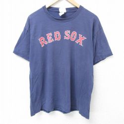 XL★古着 リー Lee 半袖 ビンテージ Tシャツ メンズ 00年代 00s MLB ボストンレッドソックス ジョナサンパペルボン 58 コットン クルーネック 紺 ネイビー メジャーリーグ ベースボール 野球 25jun10 中古
