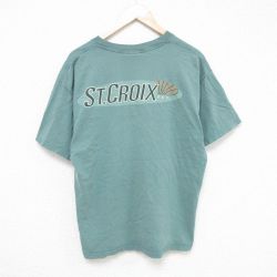 【50%OFF】XL★古着 半袖 ビンテージ Tシャツ メンズ 00年代 00s ST.CROIX コットン クルーネック 緑 グリーン 25jun10 中古